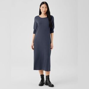 Eileen Fisher organic cotton stretch Jersey jewel neck dress size large